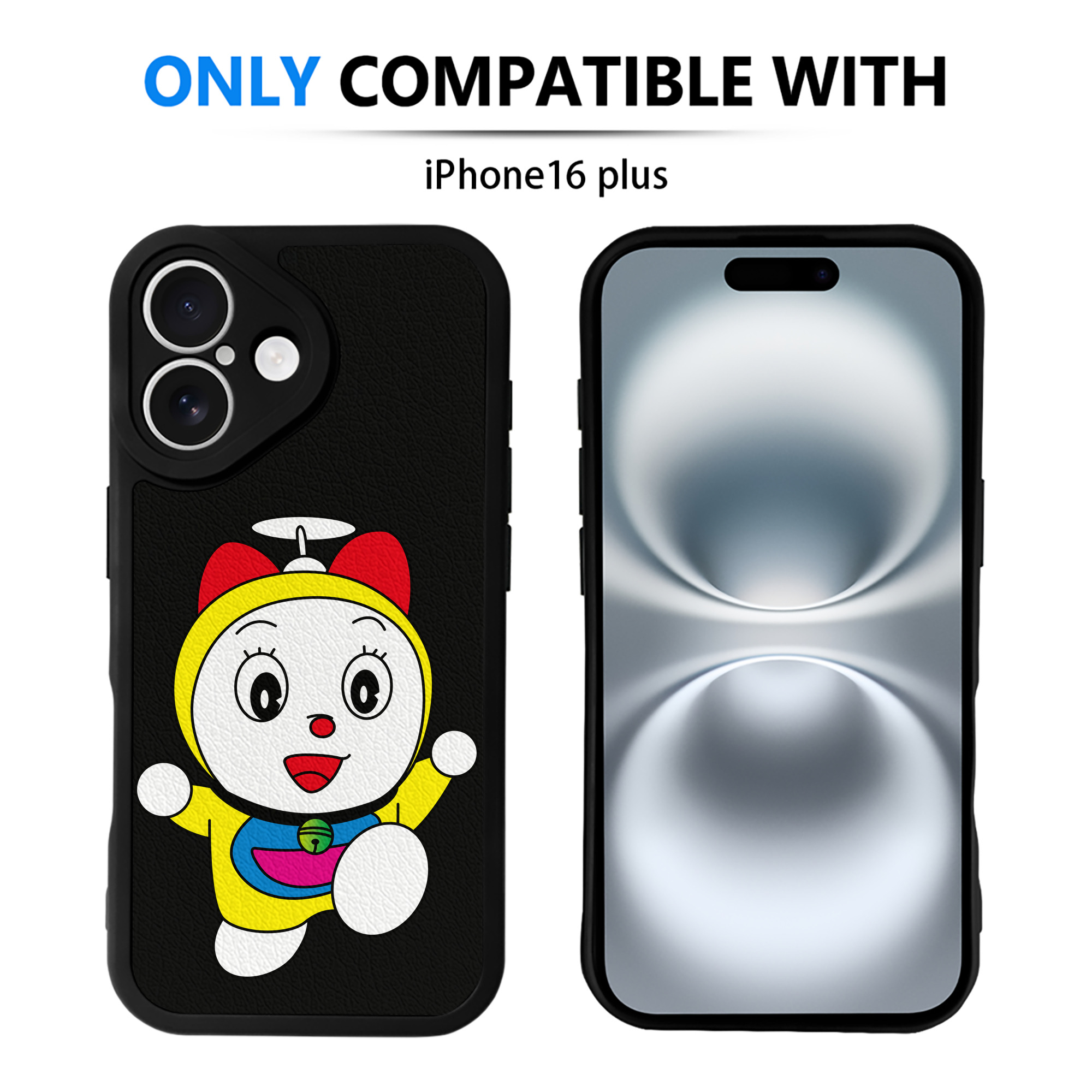 （画像用） ドラえもん ドラミ Doraemon Dorami 【iPhone 16シリーズ対応】シリコンスマホケース（レザー調） 材質：シリコン